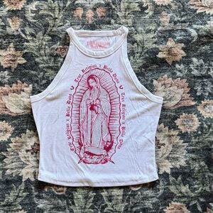 True Religion White Sleeveless Top with Red Graphic